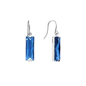 Athra NJ Inc Fine Silver Plated Polished Crystal Rectangle Drop Earrings