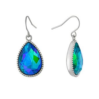Athra NJ Inc Fine Silver Plated Polished Crystal Pear Drop Earrings