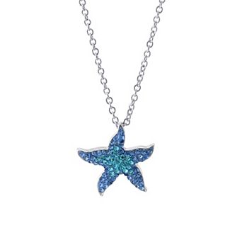 Athra NJ Inc Fine Silver Plated Pave Crystal Starfish Pendant Necklace