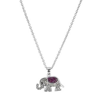 Athra NJ Inc Fine Silver Plated Pave Crystal Elephant Pendant Necklace