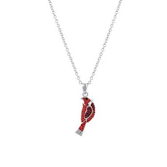 Athra NJ Inc Fine Silver Plated Crystal Cardinal Pendant Necklace