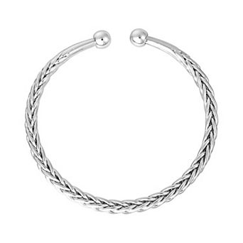 Athra NJ Inc Fine Silver Plated Polished Braided Cuff Bracelet