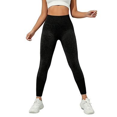 Womens 7/8 Length Workout Leggings Seamless Construction High Rise Waistband Pants