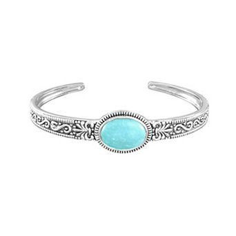 Athra NJ Inc Fine Silver Plated Howlite Southwest Style Cuff Bracelet