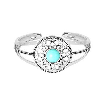 Athra NJ Inc Fine Silver Plated Howlite Cabochon Cuff Bracelet