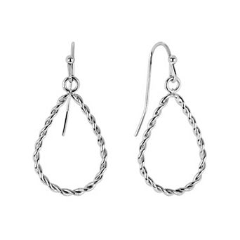Athra NJ Inc Fine Silver Plated Polished Braided Teardrop Earrings