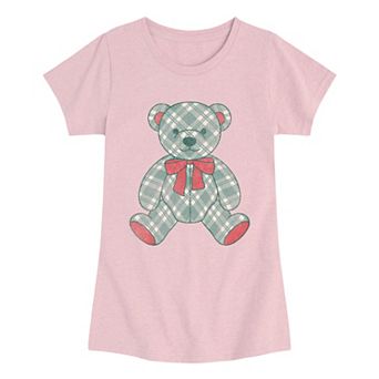 Girls 7-16 Holiday Plaid Teddy Bear Graphic Tee