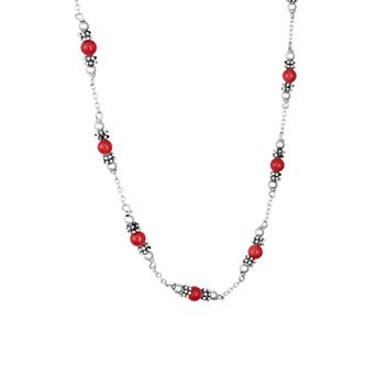 Athra NJ Inc Fine Silver Plated Gemstone Bead Necklace