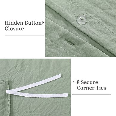 Ruffle Shabby Chic 3-Piece Duvet Cover Set, Soft Washed Microfiber with Pillow Shams