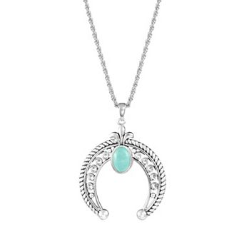 Athra NJ Inc Fine Silver Plated Howlite Cabochon Pendant Necklace