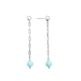 Athra NJ Inc Fine Silver Plated Howlite Bead Drop Earrings