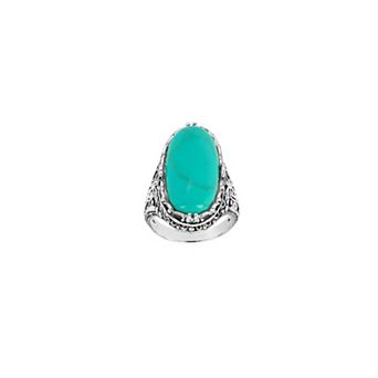 Athra NJ Inc Fine Silver Plated Oval Simulated Turquoise Ring