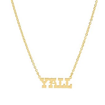 Athra NJ Inc 14k Gold Flash Plated Polished Cable YALL Necklace