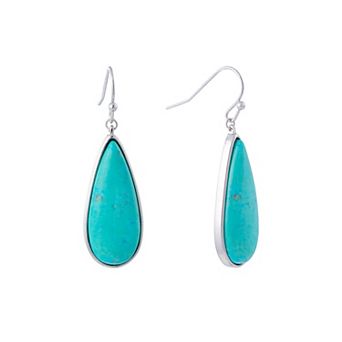 Athra NJ Inc Fine Silver Plated Howlite Bezel Teardrop Earrings