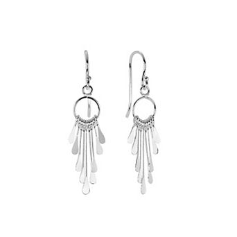 Athra NJ Inc Fine Silver Plated Polished Circle Drop Tassel Earrings