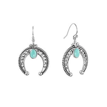 Athra NJ Inc Fine Silver Plated Howlite Horseshoe Drop Earrings