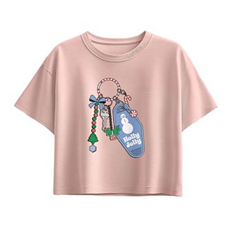 Girls 7-16 Girl's Holiday “Holly Jolly” Keychain Boxy Tee