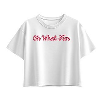 Girls 7-16 Oh What Fun Candy Cane Stripe Boxy Tee