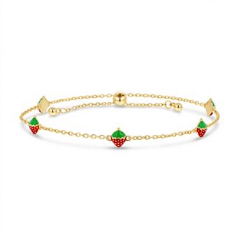 petit cheris 14k Gold Flash Plated Polished Strawberry Adjustable Bracelet