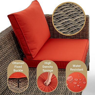 8-Piece Outdoor Patio Conversation Set with Dual Sofa, Chairs & Ottomans, All-Weather Wicker Seating