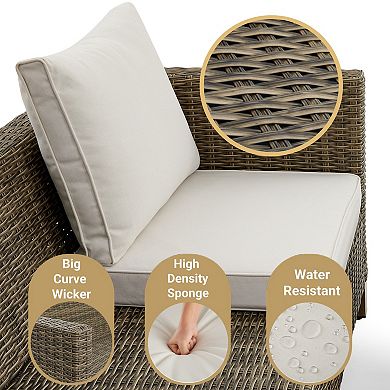 4-Piece Outdoor Patio Wicker Conversation Set with Loveseat, Chairs & Coffee Table