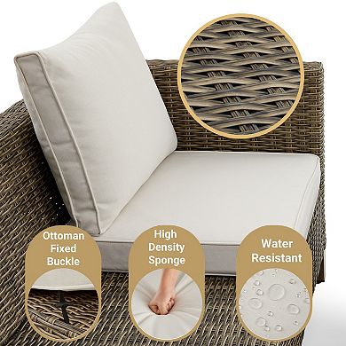 8 Pieces Outdoor Patio Conversation Set with 360° Swivel Rocking Chairs