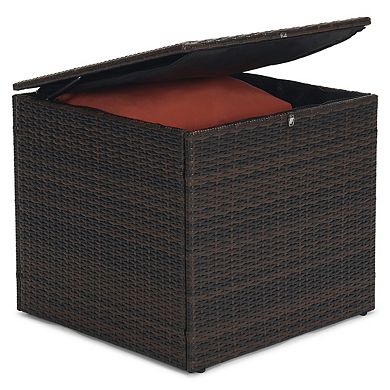 6-Piece Outdoor Patio Conversation Set with Storage Tables, Wicker Sofa, Loveseat & Chairs