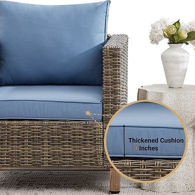 9-Piece Outdoor Patio Conversation Set with Dual Sofas, Chairs, Ottomans & Coffee Table