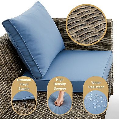 9-Piece Outdoor Patio Conversation Set with Dual Sofas, Chairs, Ottomans & Coffee Table