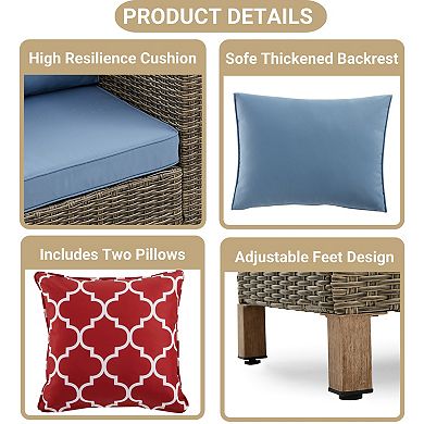 8-Piece Outdoor Patio Conversation Set with Sofa, 4 Chairs, Ottomans & Coffee Table