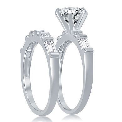 Sienna Vale Silver Tone Round Solitaire Cubic Zirconia Bridal Ring Set