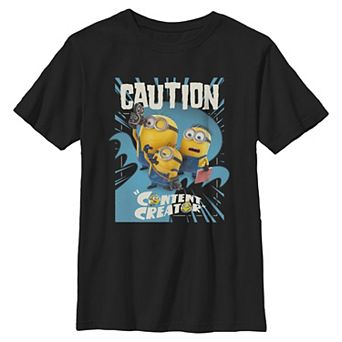 Boys 6-20 Minions & Monsters Caution Content Creator Graphic Tee