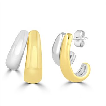 Sienna Vale Two Tone Polished Half Hoop Earrings
