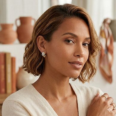 Sienna Vale Two Tone Polished Half Hoop Earrings