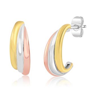 Sienna Vale Tri-Tone Polished Hoop Earrings