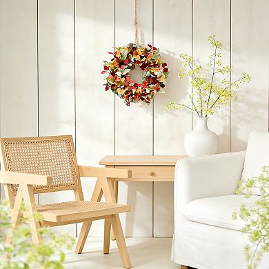 20'' Artificial Spring Summer Wreath Front Door with Lambs Ears Eucalyptus Leaves Berry Home Decor