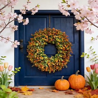 26'' Large Spring Summer Wreath Artificial Boxwood Leaves Outdoor Indoor Round Decor