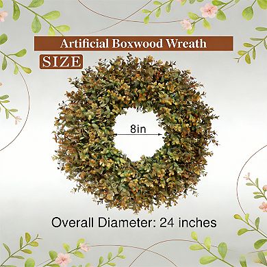 26'' Large Spring Summer Wreath Artificial Boxwood Leaves Outdoor Indoor Round Decor