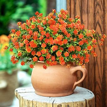 12 Bundles Artificial Spring Summer Flowers UV Resistant Outdoor Fake Mums Decor