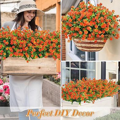 12 Bundles Artificial Spring Summer Flowers UV Resistant Outdoor Fake Mums Decor