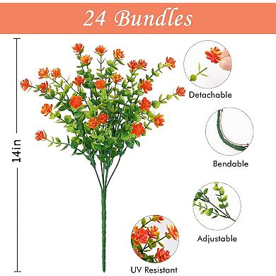 12 Bundles Artificial Spring Summer Flowers UV Resistant Outdoor Fake Mums Decor