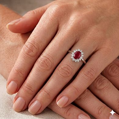 Sienna Vale Silver Tone Oval Halo Cubic Zirconia Ring