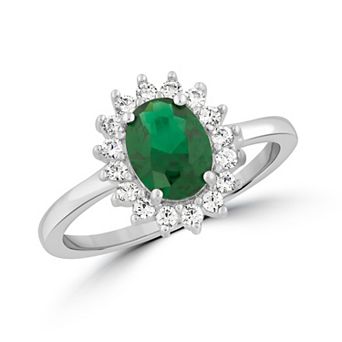Sienna Vale Silver Tone Oval Halo Cubic Zirconia Ring
