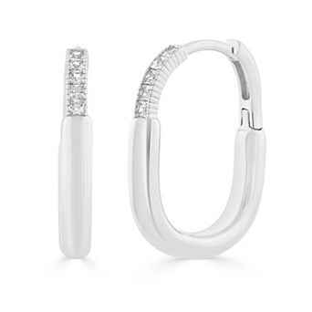 Sienna Vale Polished Cubic Zirconia Hoop Earrings
