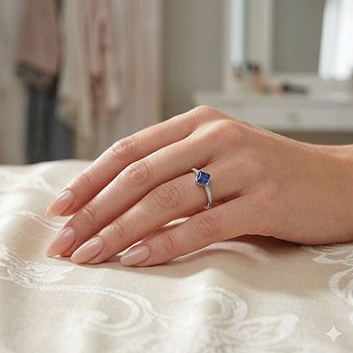 Sienna Vale Silver Tone Offset Square Cubic Zirconia Ring