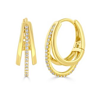 Sienna Vale 3-Row Cubic Zirconia Hoop Earrings