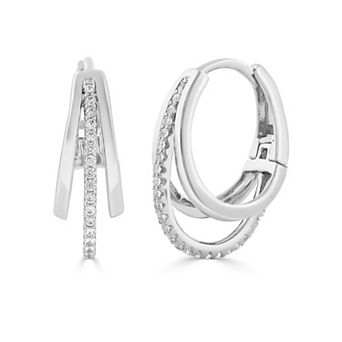 Sienna Vale 3-Row Cubic Zirconia Hoop Earrings