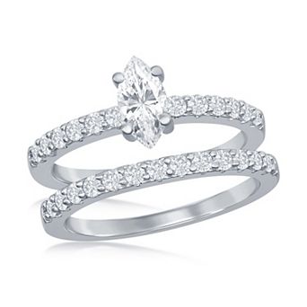 Sienna Vale Silver Tone Marquise Cubic Zirconia Bridal Ring Set