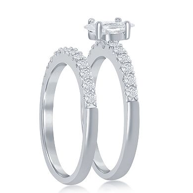 Sienna Vale Silver Tone Marquise Cubic Zirconia Bridal Ring Set