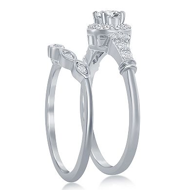 Sienna Vale Silver Tone Round Cubic Zirconia Bridal Ring Set